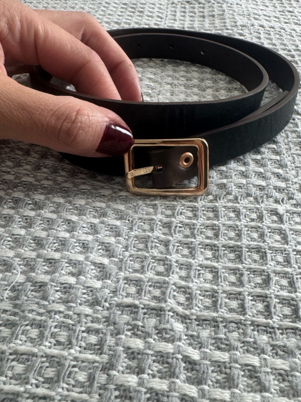 Commense Dark Brown Pencil Skirt with Front Flap Pockets and Belt - Picture 5 of 5